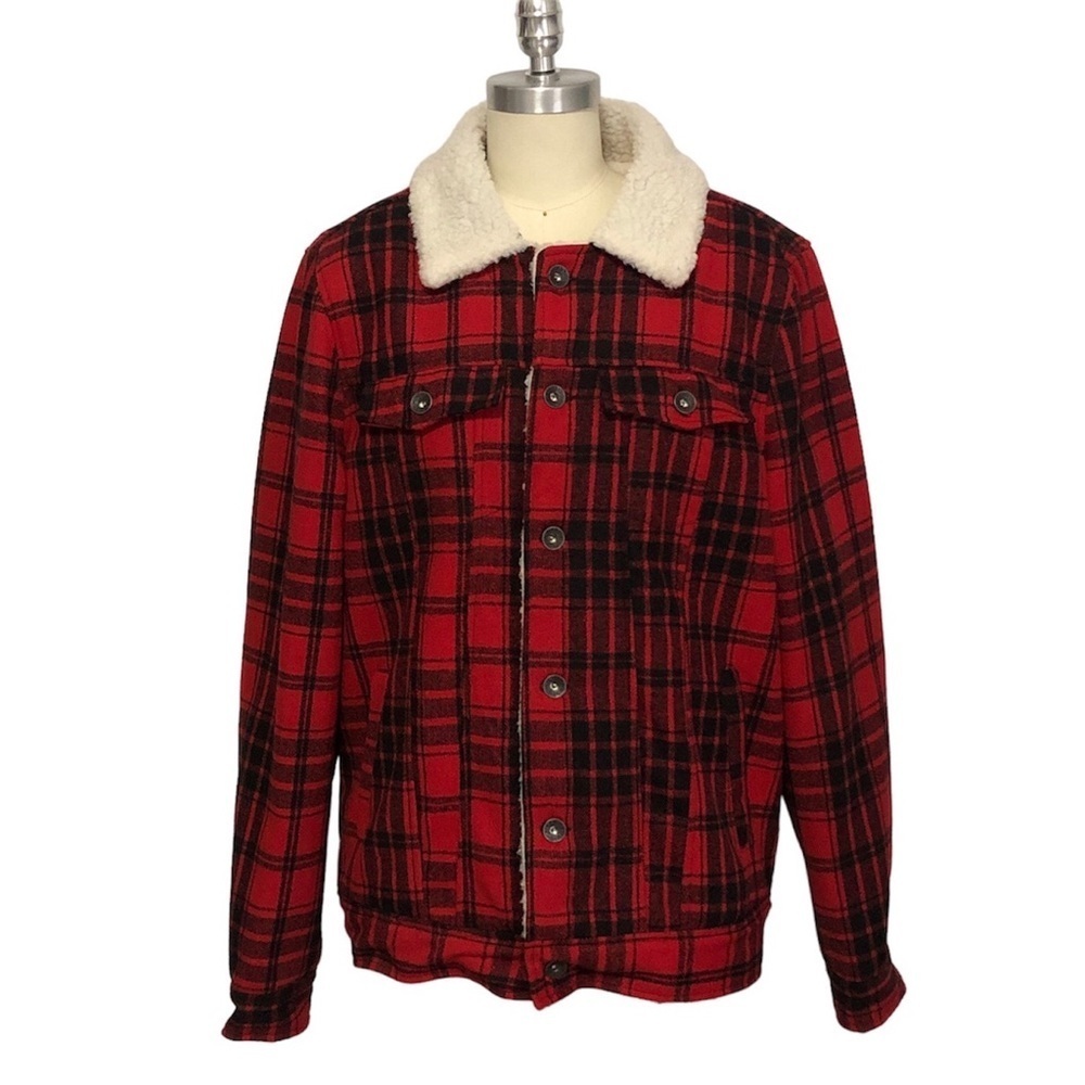 NWT Hot Topic Rude Plaid Sherpa Lined Coat